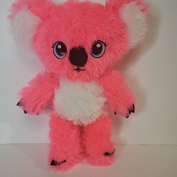 Super Soft Goffa Neon Pink Koala Bear Plush 12" Stuffed Animal Blue Eyes - Picture 1 of 6